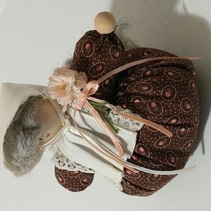 Vintage Decor  Mini Grandma Doll with Roses